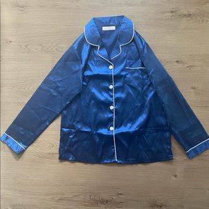 Blue Satin Pajama Set